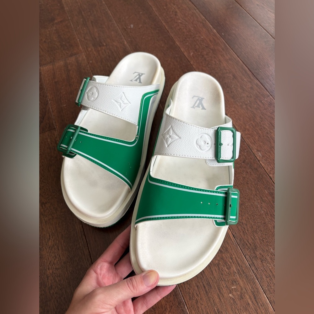 Louis Vuitton Trainer Mules Men’s Sandals EUR 45 Sport Slides US 10.5 Green Whit - Picture 9 of 15